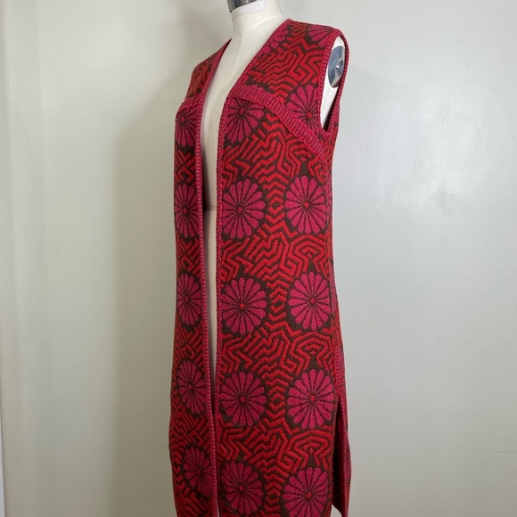 70s VINTAGE KNIT HIPPY VEST WITH DESIGNS AND FLOWERS 🌺 WITH A THICK WOVEN EDGE - Picture 5 of 12
